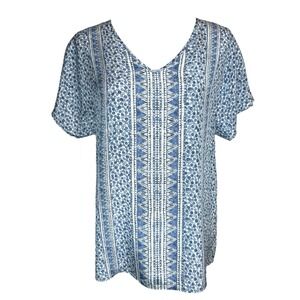 NWOT Nic + Zoe Boho Print Silk Blouse S Boxy Relaxed Fit Lightweight‎ Top $198